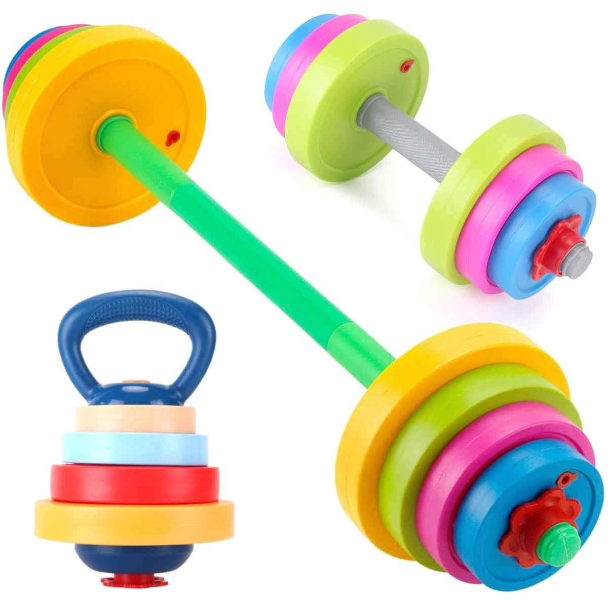 Liberty Imports kids exercise weight set dumbbell front view promotes safe, imaginative strength play.