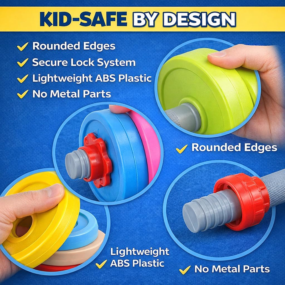Liberty Imports kids exercise weight set kettlebell in hand promotes rhythmic movement and play.