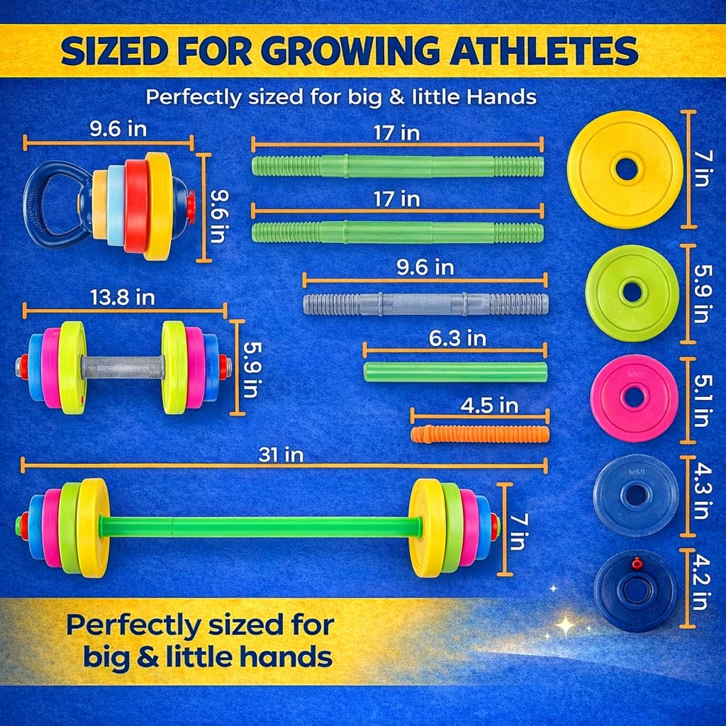 Liberty Imports kids exercise weight set safe design with rounded edges for worry-free play.