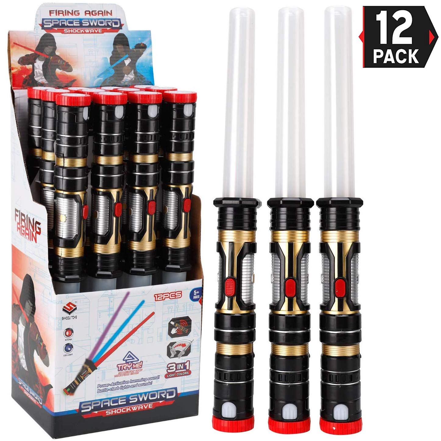 Liberty Imports bulk 12-pack LED sabers ideal for parties and cosplay events.
