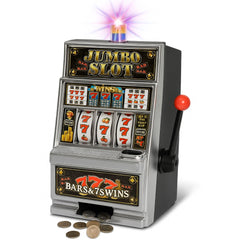 Liberty Imports Lucky Sevens jumbo slot machine side view with flashing lights for home fun