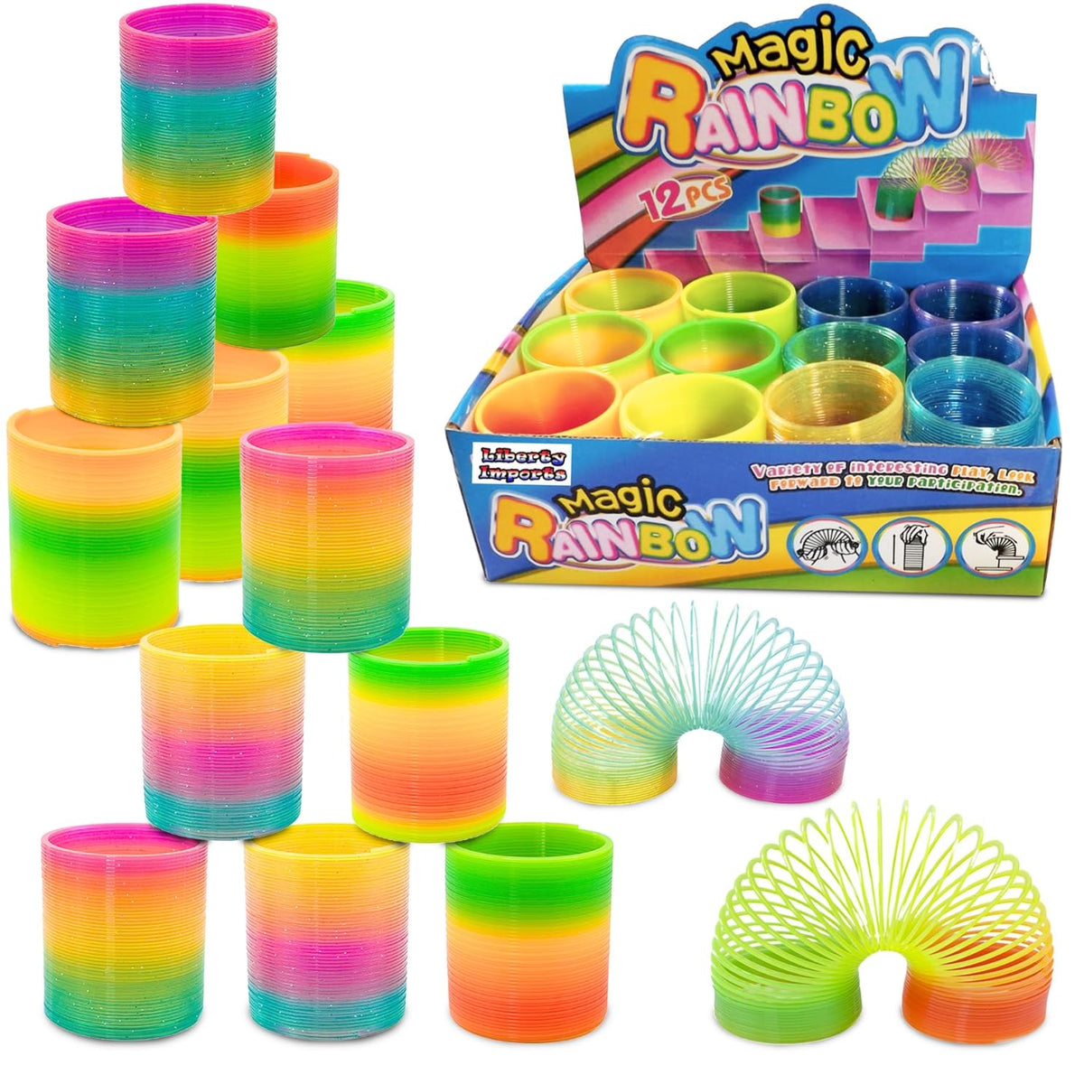 Liberty Imports magic rainbow coil springs in vivid colors for tactile play