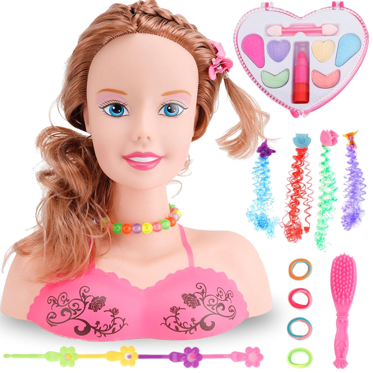 Liberty Imports makeup hair-styling doll head kit sparks creative pretend play