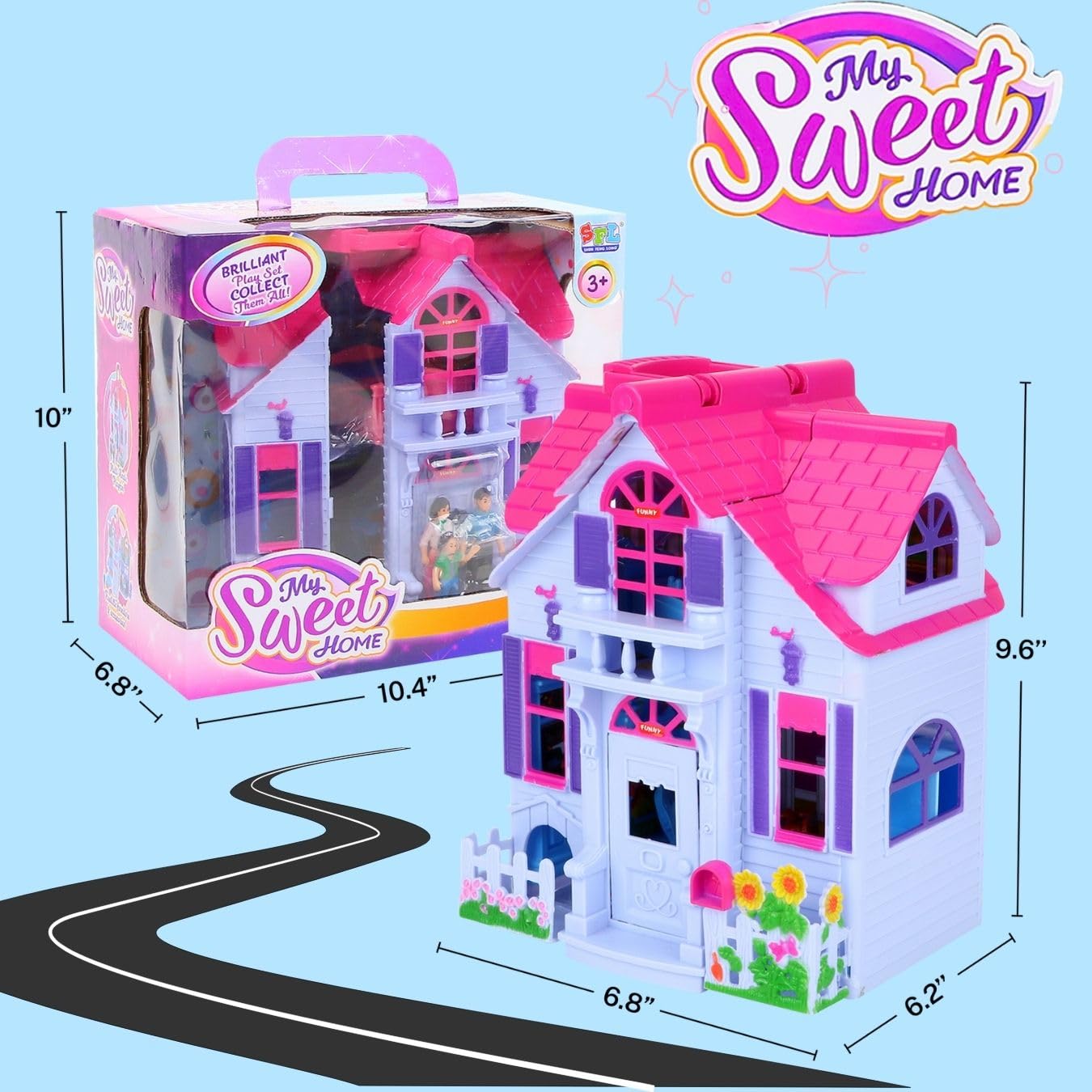 Liberty Imports My Pretty Dollhouse Miniature Family includes Mom, Dad, Daughter, and Dog for scenes.