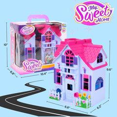 Liberty Imports My Pretty Dollhouse Miniature Family includes Mom, Dad, Daughter, and Dog for scenes.