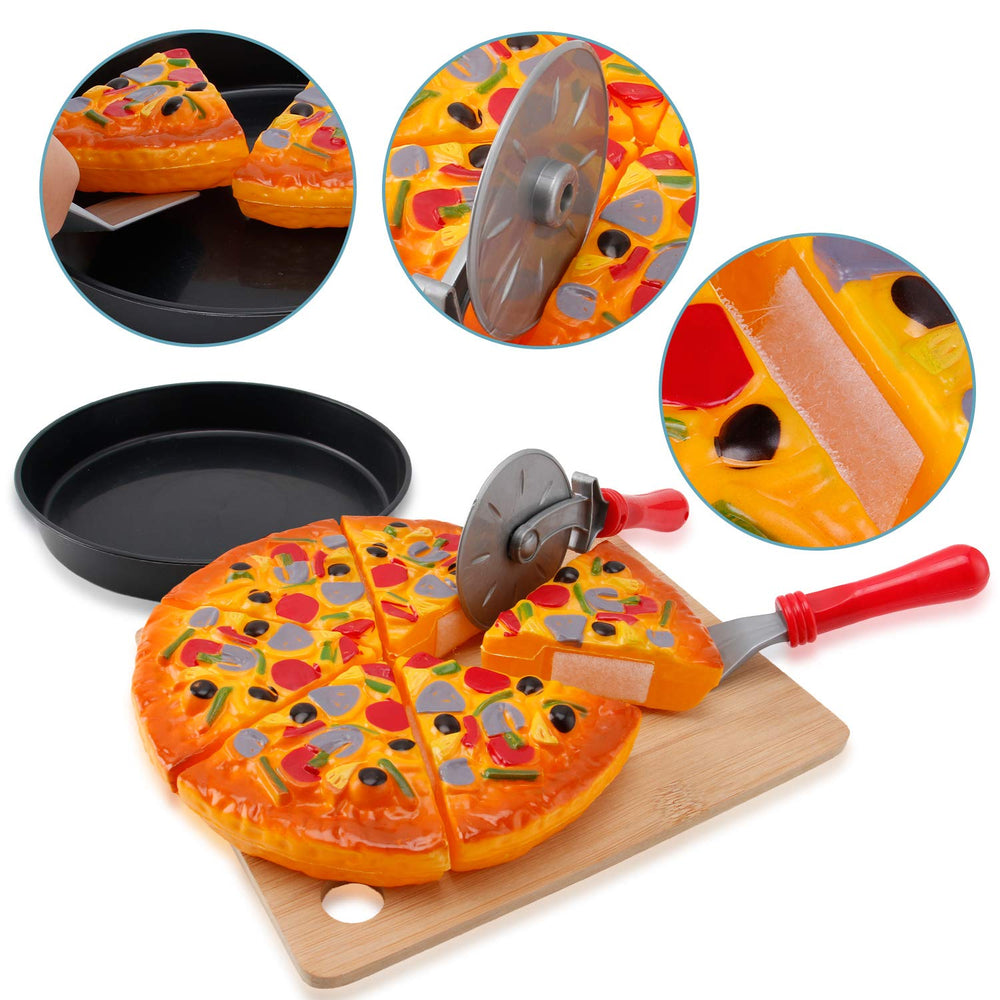Liberty Imports pizza slices with hook-and-loop for satisfying pretend cuts