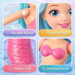 Liberty Imports posable mermaids with articulated arms spark imaginative play in tub and pool.