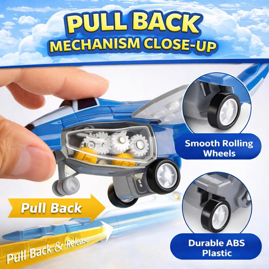 Liberty Imports pull back airplanes side view highlights durable ABS plastic for long lasting fun.