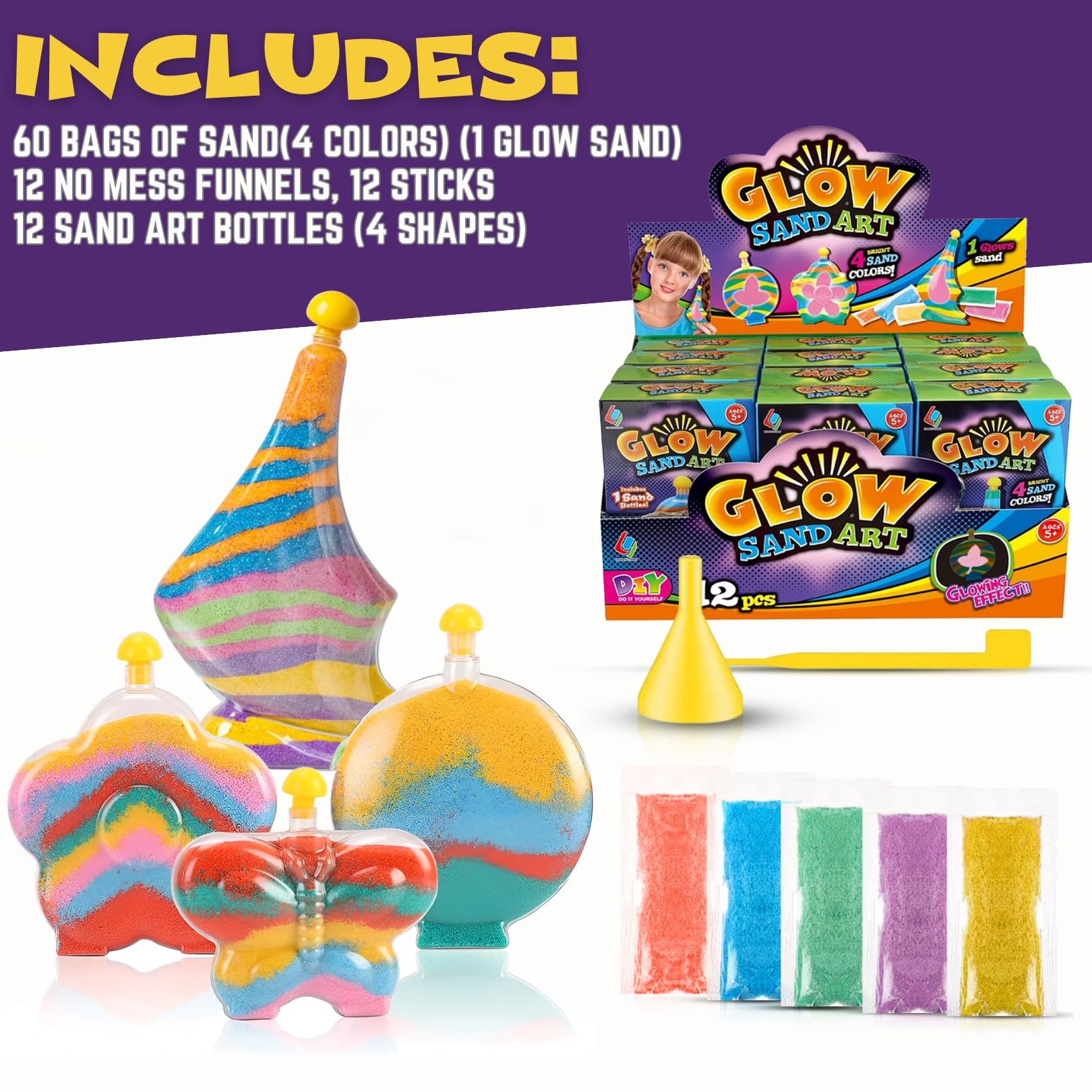 Liberty Imports sand art kit creative designs for unique glow-in-the-dark art