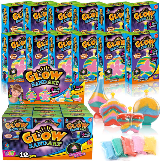 Liberty Imports sand art kit glow bottle display showing luminous nighttime decor