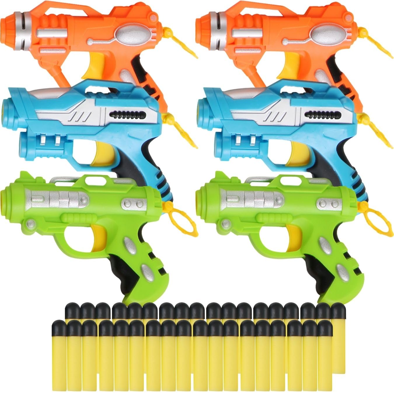 Liberty Imports six-pack mini foam dart blasters side view for safe indoor battles
