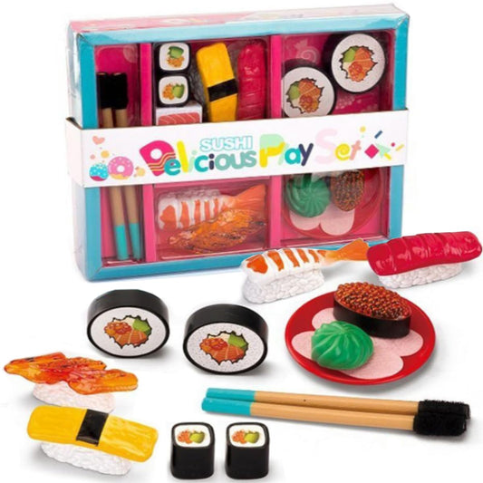 Liberty Imports sushi bento box open for imaginative pretend play in the kitchen.