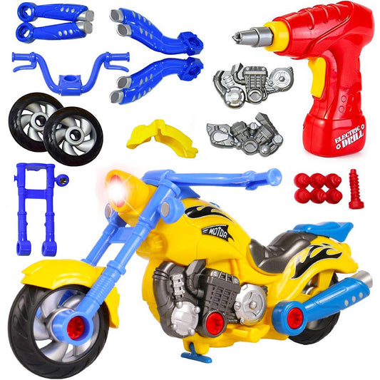 Liberty Imports Take Apart Motorcycle drill in action, promoting fine motor skills through hands-on play.