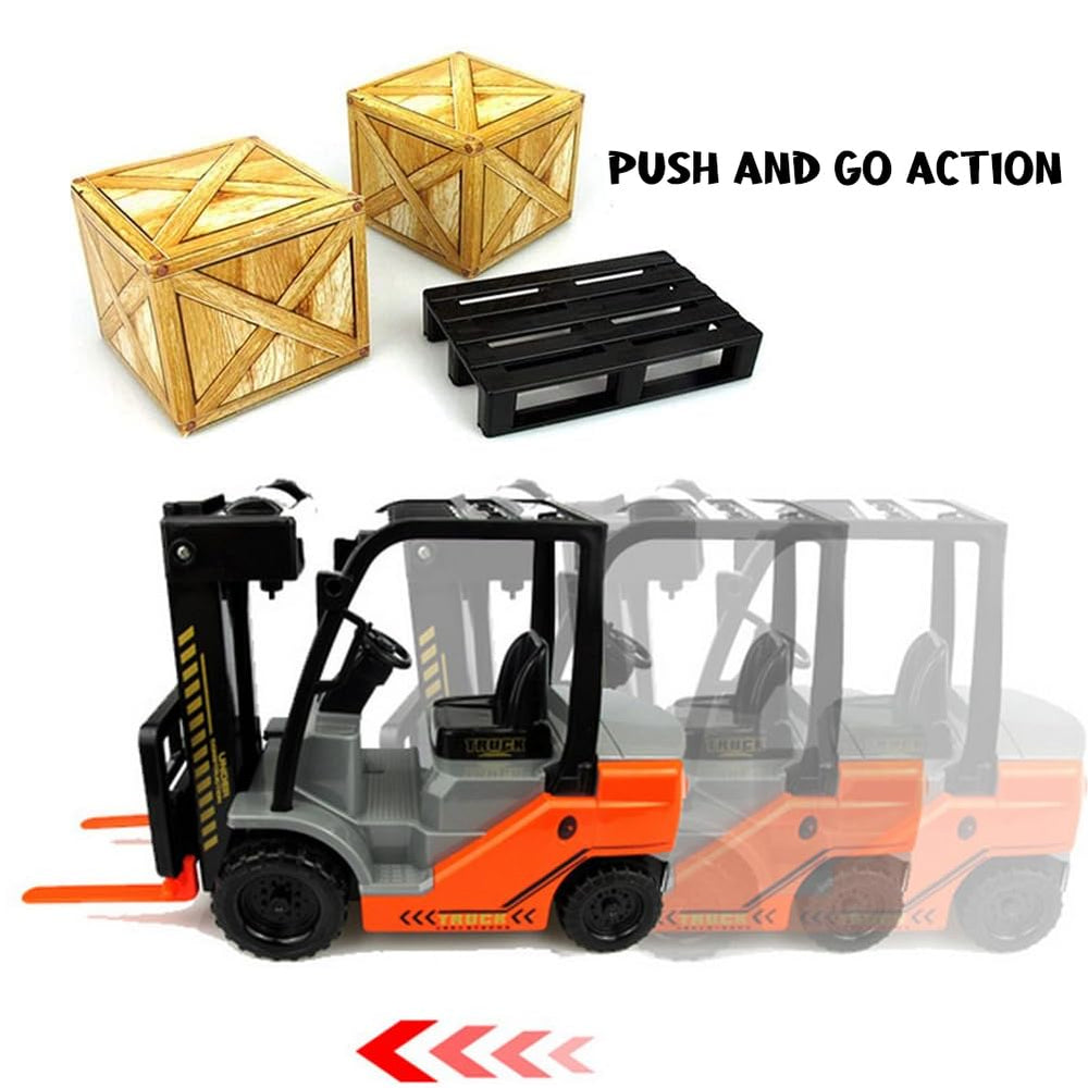 Liberty Imports Toy Forklift Truck with friction wheels in motion