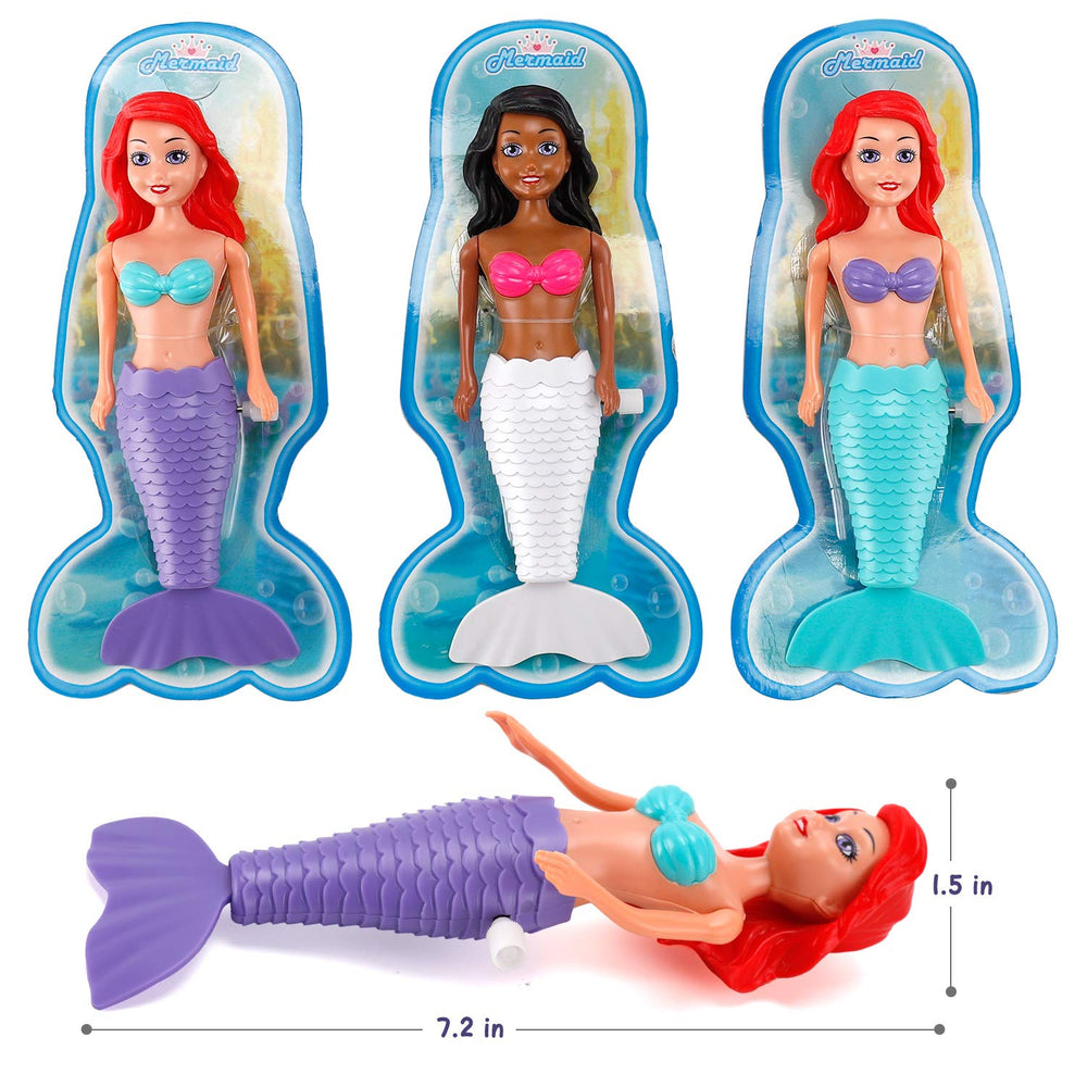 Liberty Imports mermaid pack engages kids in bath or pool play with wind-up action.