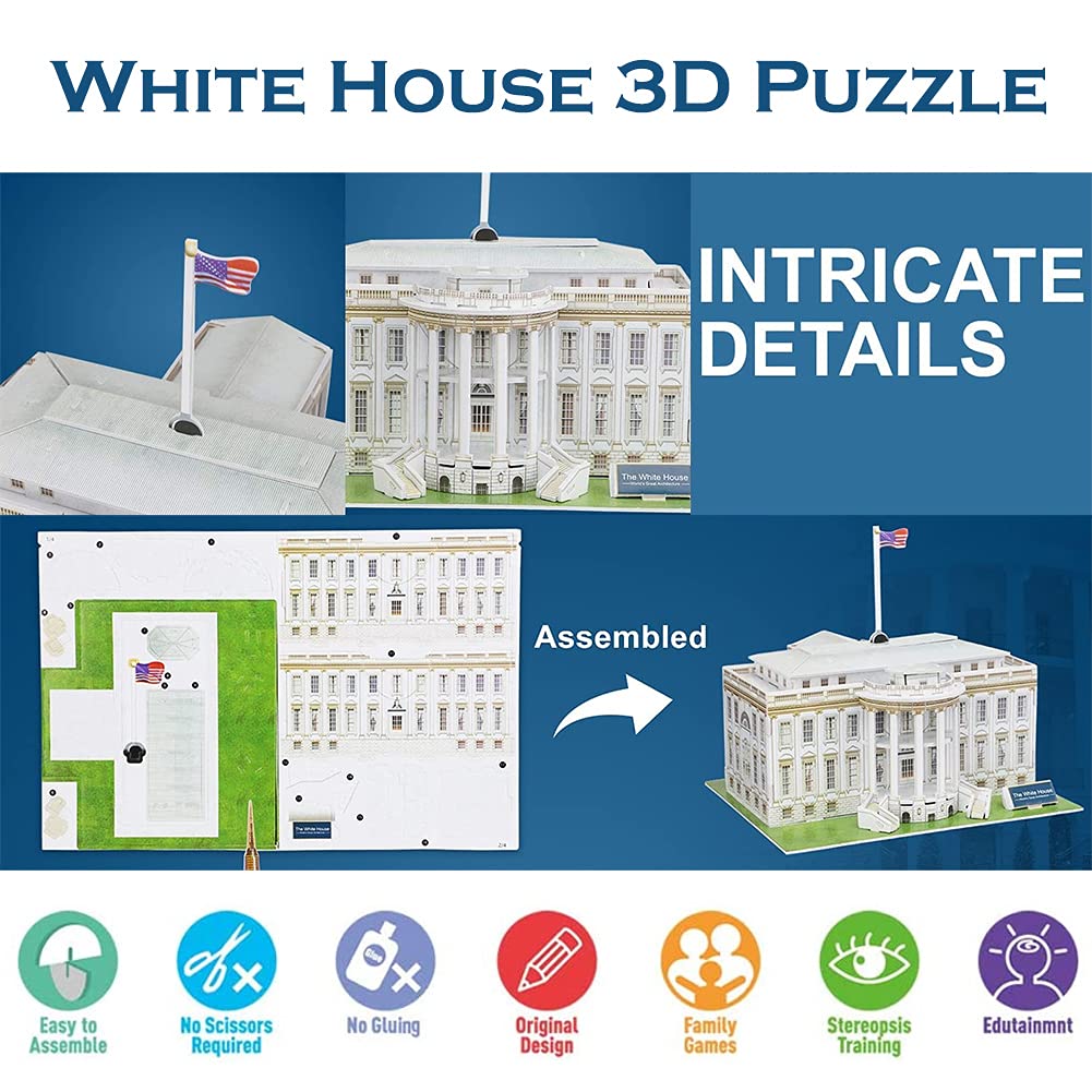Liberty Imports White House 3D puzzle – assembled model ready for desk display and learning