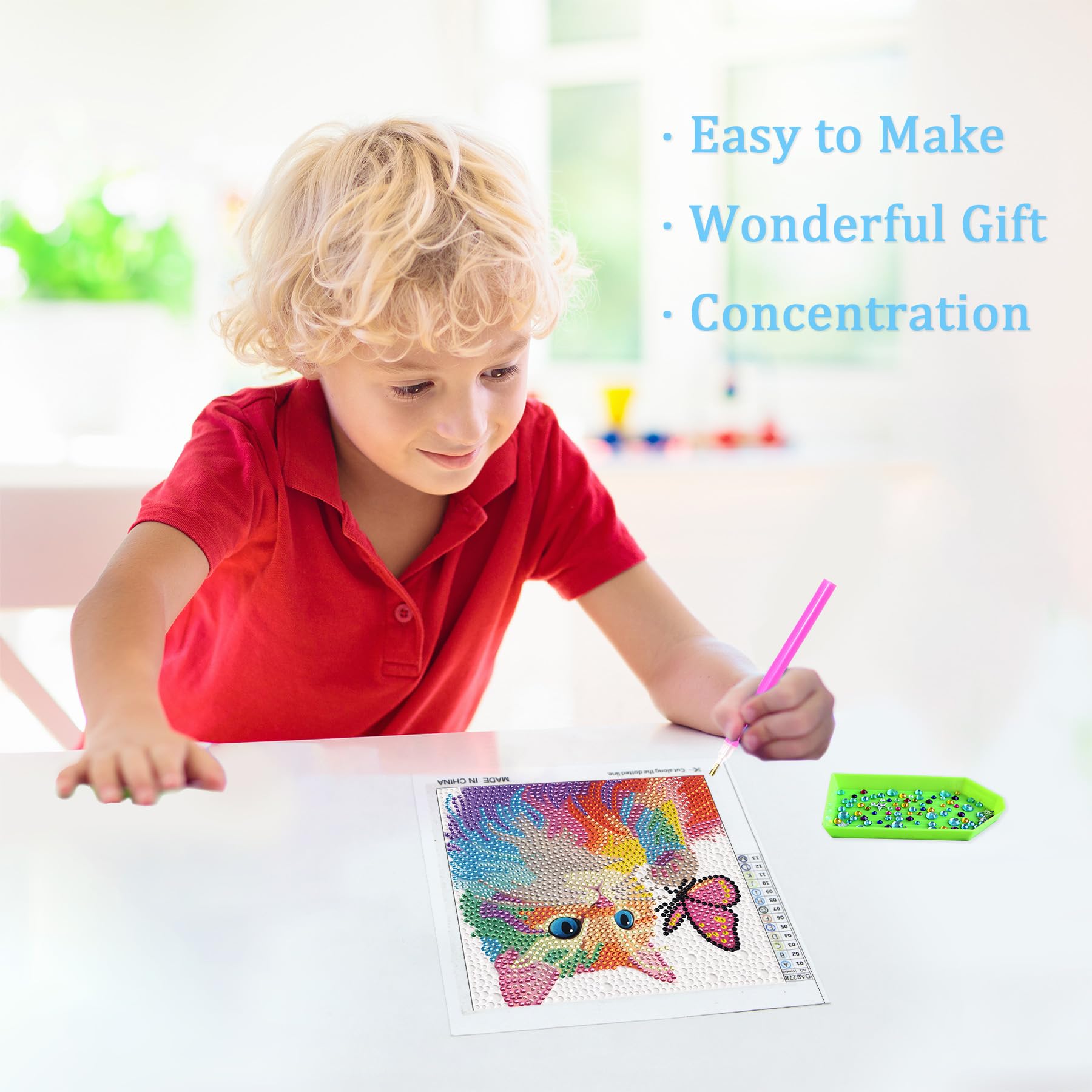 Libfx Diamond Art Kit—frame included for kids to create a vibrant butterfly scene.
