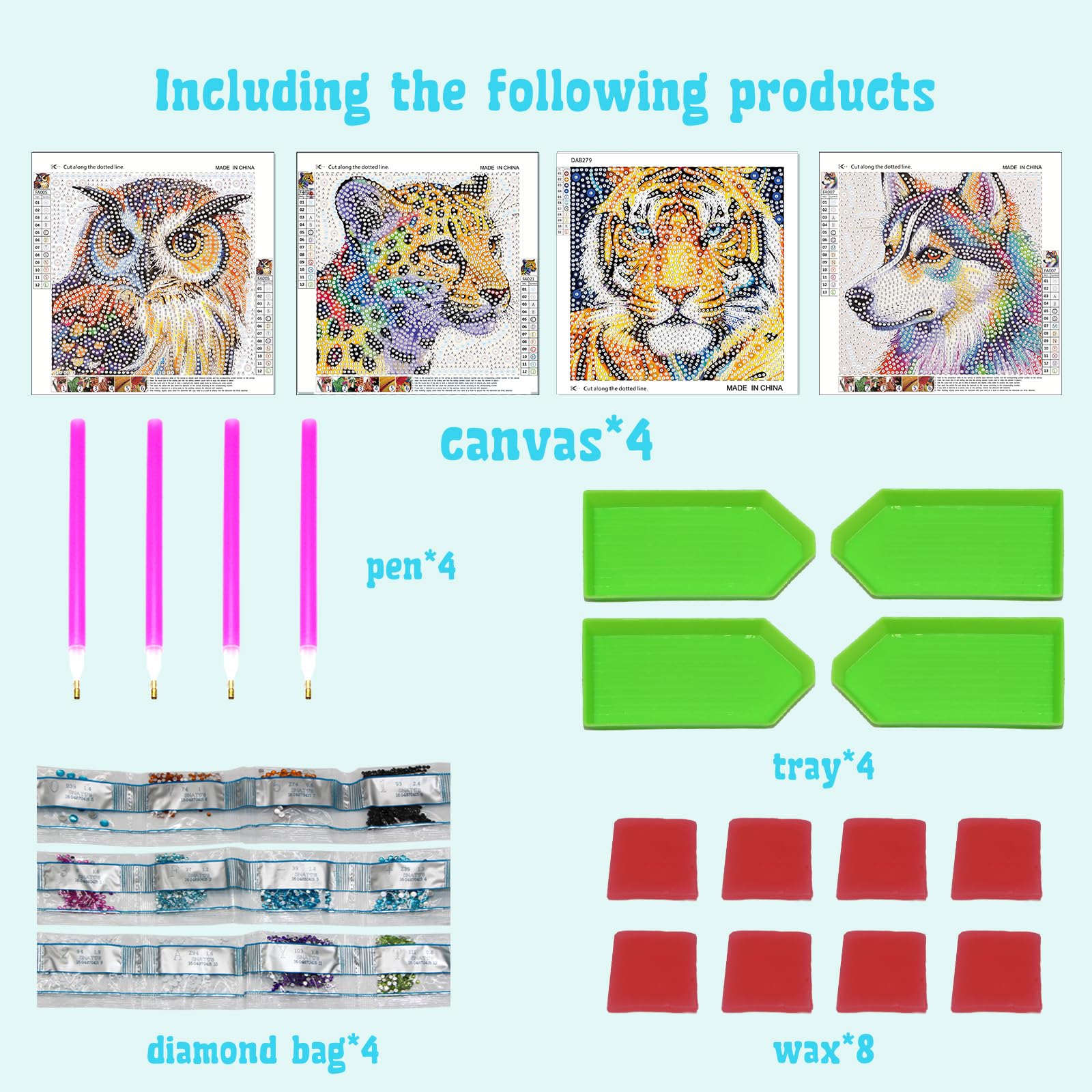 Libfx Diamond Art Kit Leopard design boosts concentration during quiet play.
