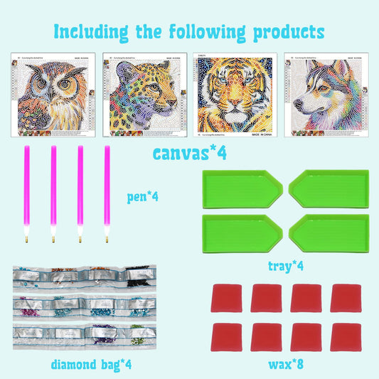 Libfx Diamond Art Kit Leopard design boosts concentration during quiet play.