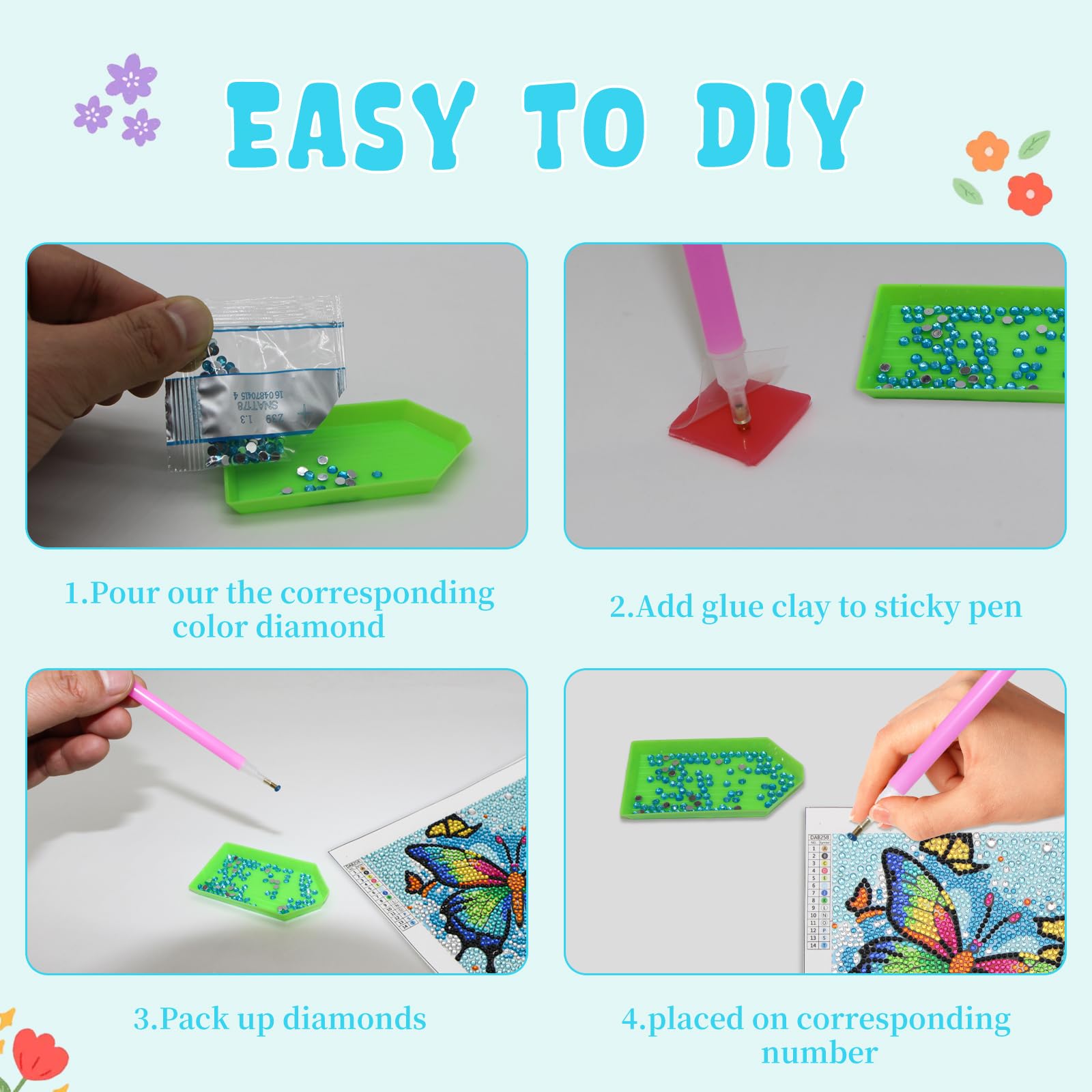 Libfx Diamond Art Kit Piles of diamonds and tools inspire neat crafting sessions.