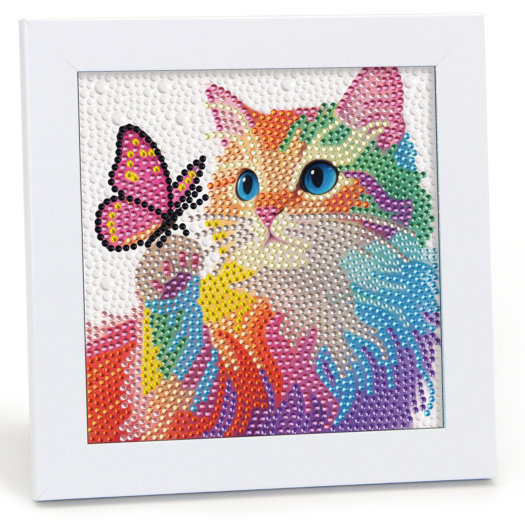 Libfx Diamond Art Kit for Kids with Frame—colorful butterfly design inspires creative play and display-ready art.