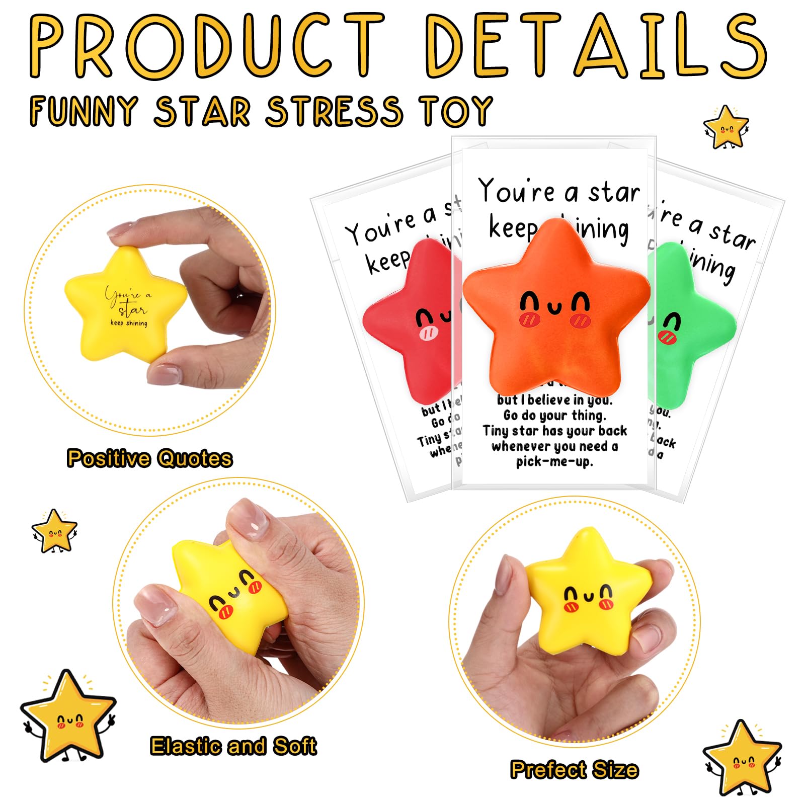 Libima motivational cards with stars paired with stress balls to encourage coworkers