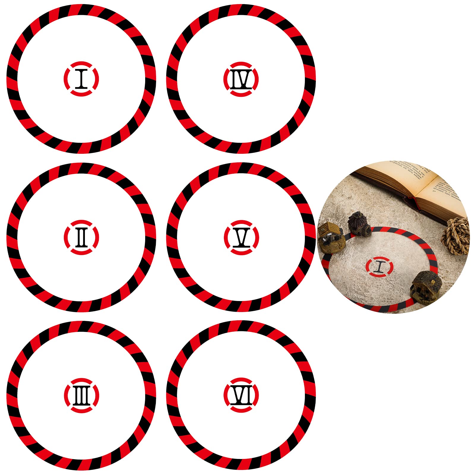 Libima round objective marker showing outer and inner edges for quick terrain alignment