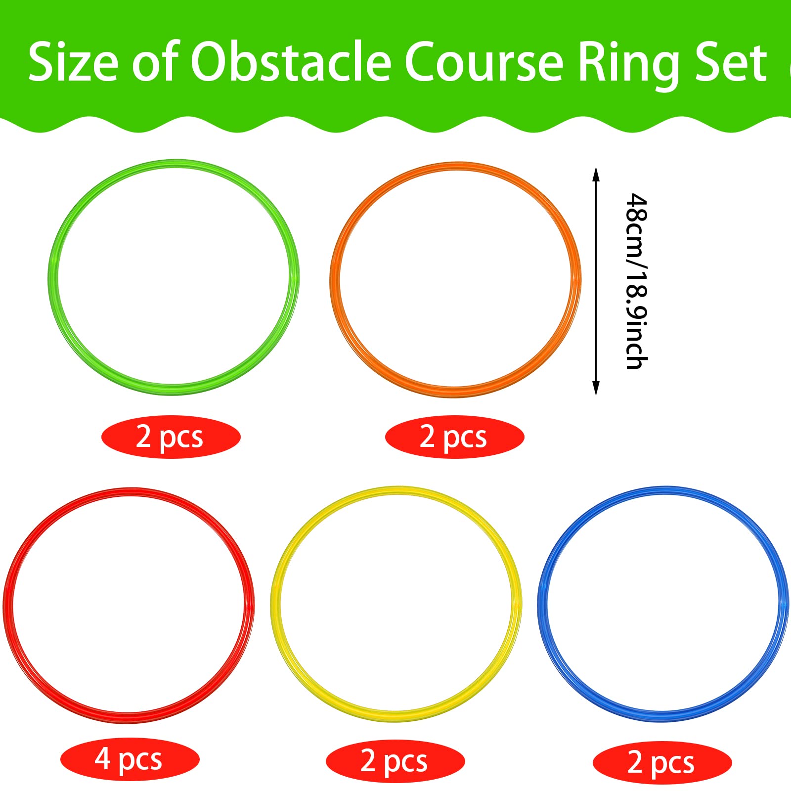 Libima obstacle ring set green ring for coordination during play.