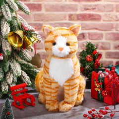 Libima orange cat plush party decor for Halloween and Christmas celebrations.