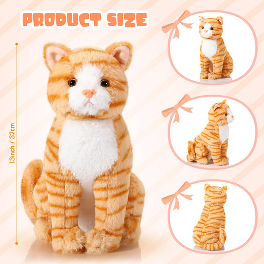 Libima orange cat plush close-up fur texture, soft and durable for everyday play.