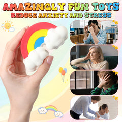 Libima rainbow stress ball in hand demonstrates portable stress relief