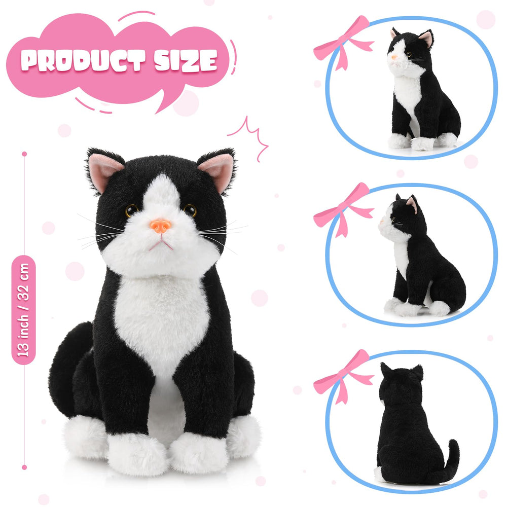 Libima tuxedo cat plush fabric texture close-up, showcasing plush softness.