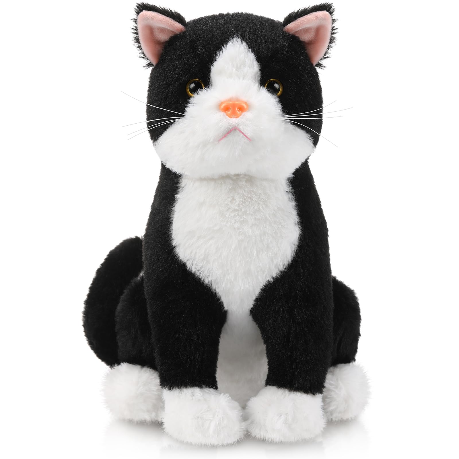 Libima tuxedo cat plush front view, soft cuddle companion for play and decor.