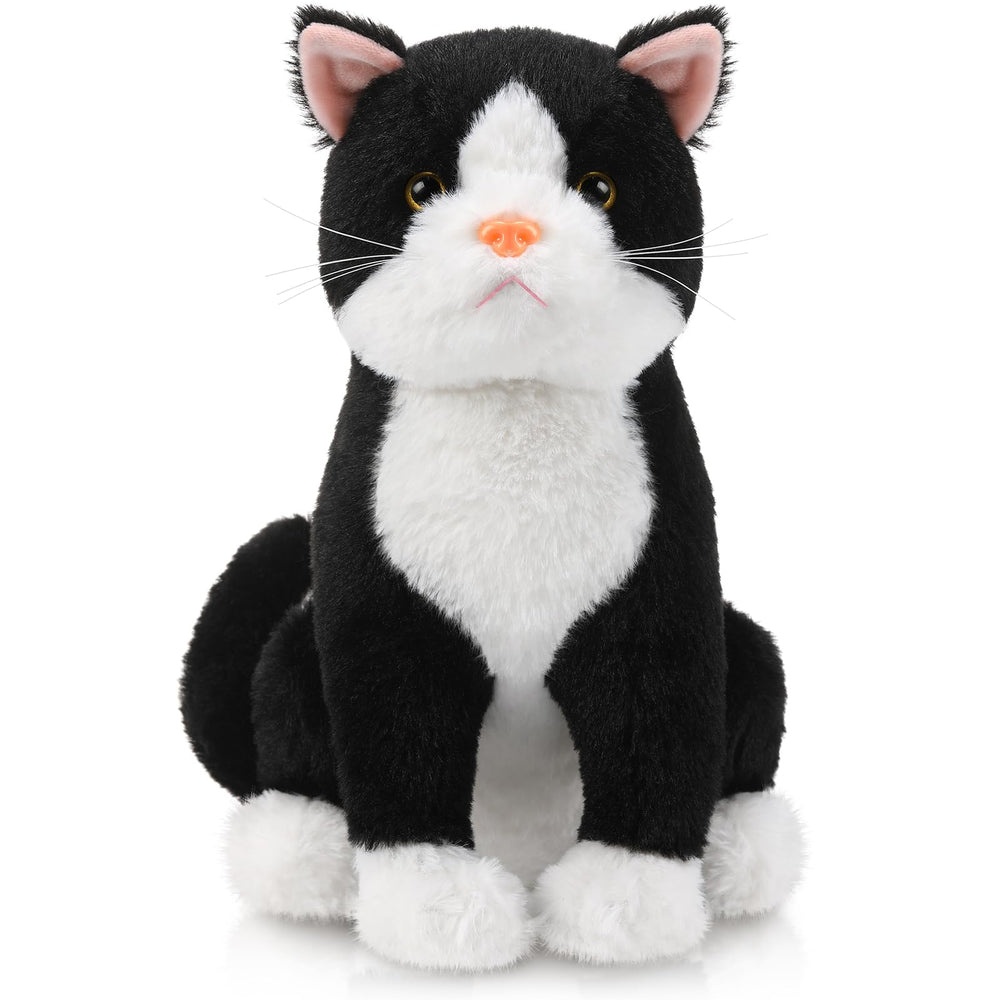 Libima tuxedo cat plush front view, soft cuddle companion for play and decor.