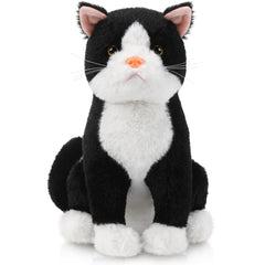 Libima tuxedo cat plush front view, soft cuddle companion for play and decor.