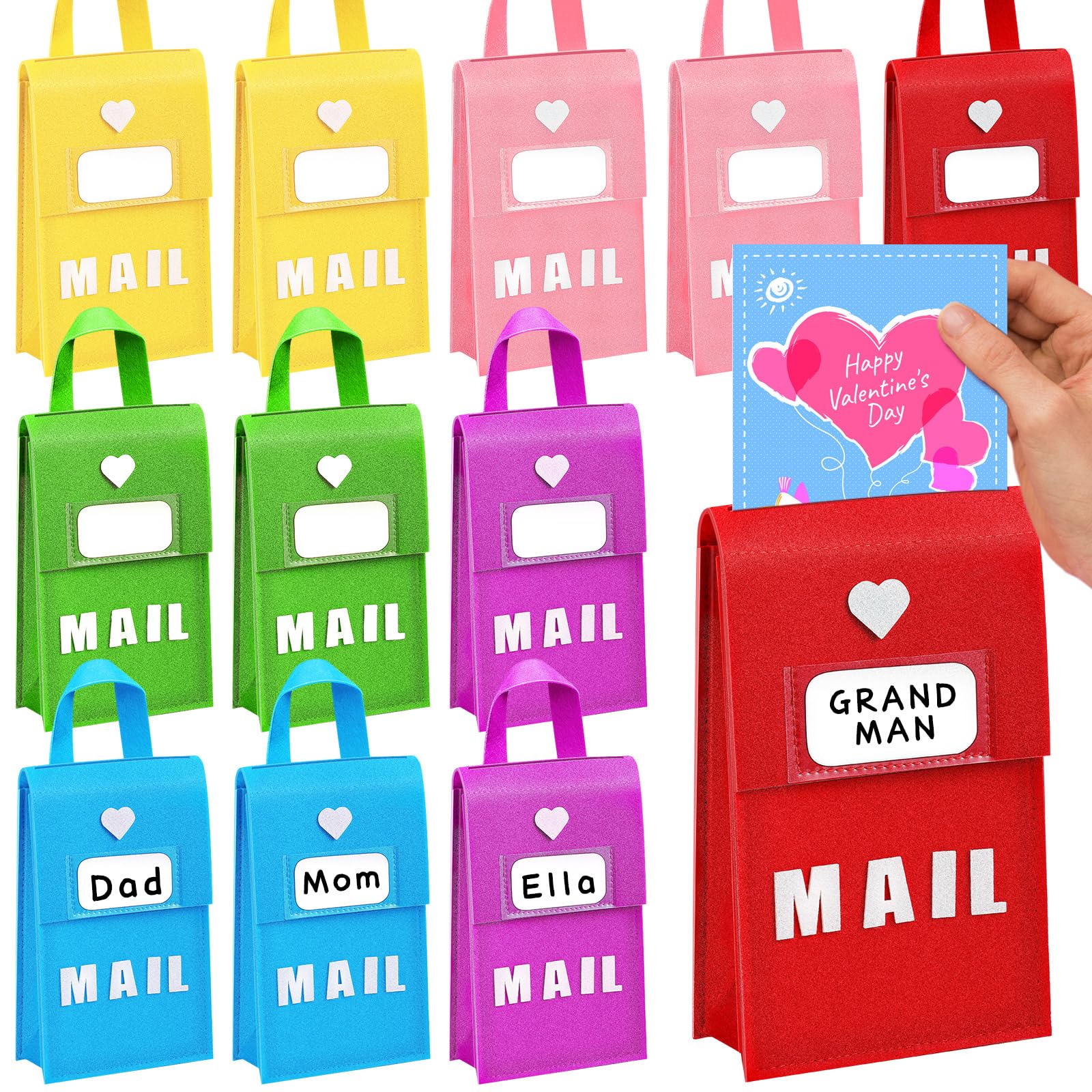 Libima Valentine felt mailbox packaging highlights bundle convenience for classrooms.