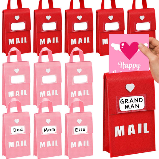 Libima red felt Valentine mailbox sized 6x10x3 inches for classroom exchanges