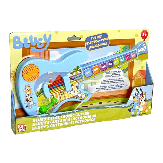 License 2 Play Bluey Music Time guitar front view promotes early rhythm learning and hands-on play
