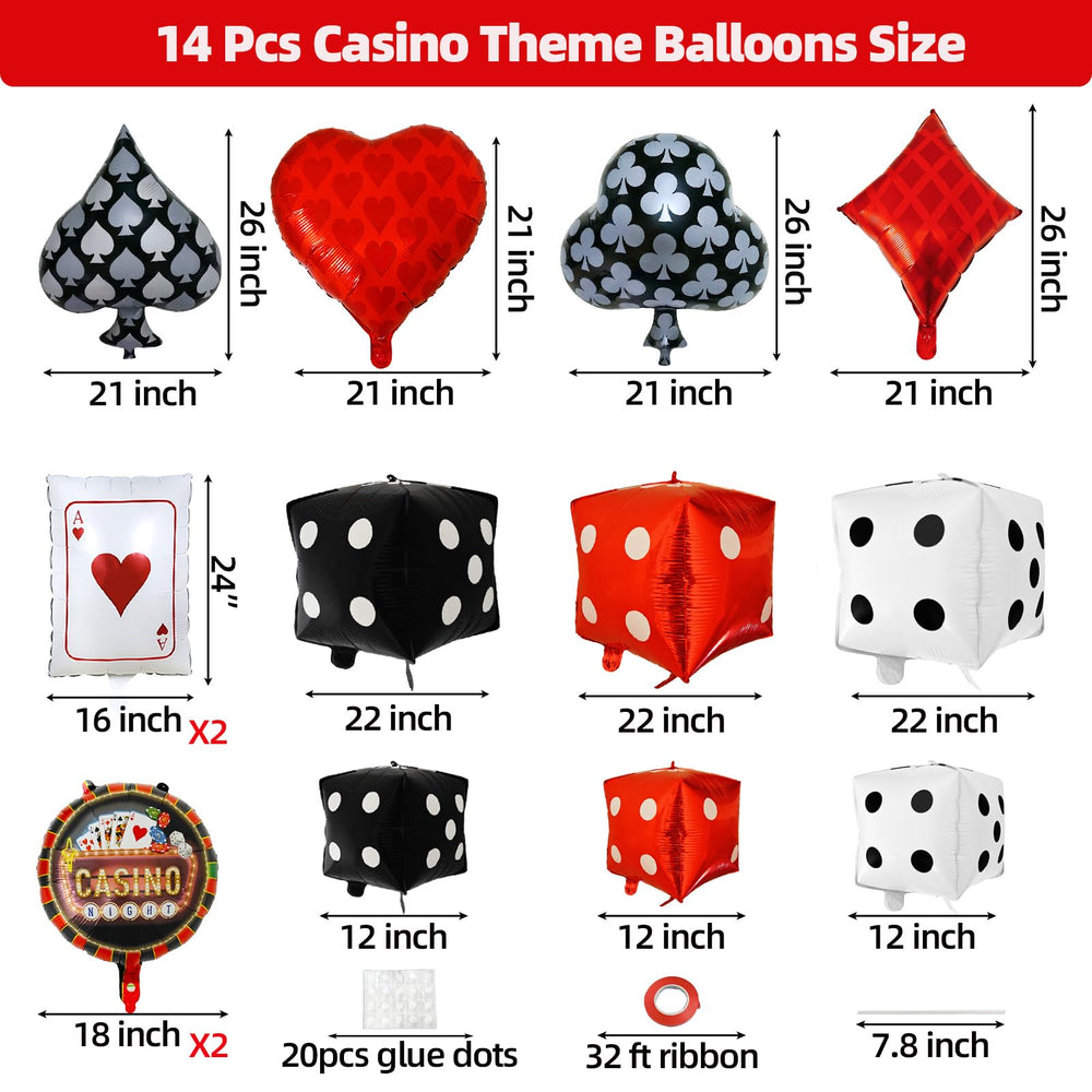 Licidecopai dice balloons bring bold centerpieces and color to game night.