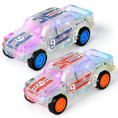 LIDI LED light up pull back race car toy front view showing glow-in-the-dark action.