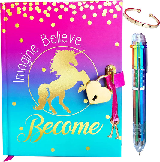 Life is a Doodle Unicorn Diary with lock and key for secure secret writing sessions.