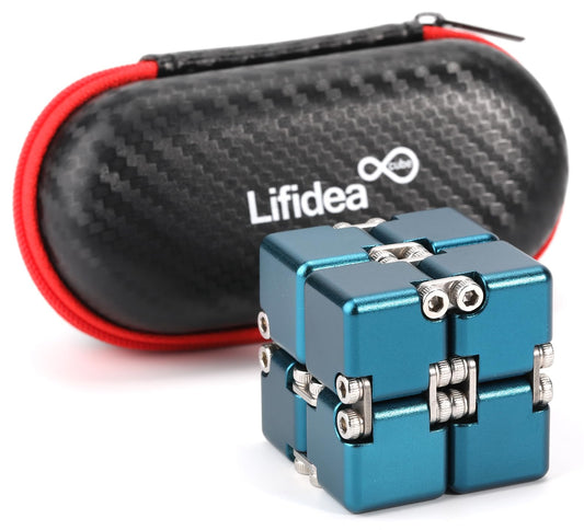 Lifidea Infinity Cube blue front view for focused, tactile play.