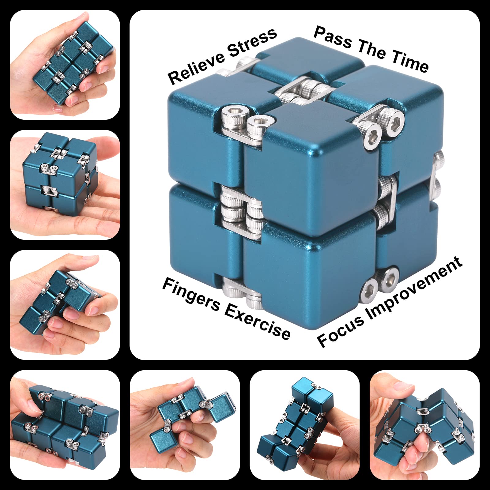 Lifidea Infinity Cube blue closeup grind surface provides tactile feedback.