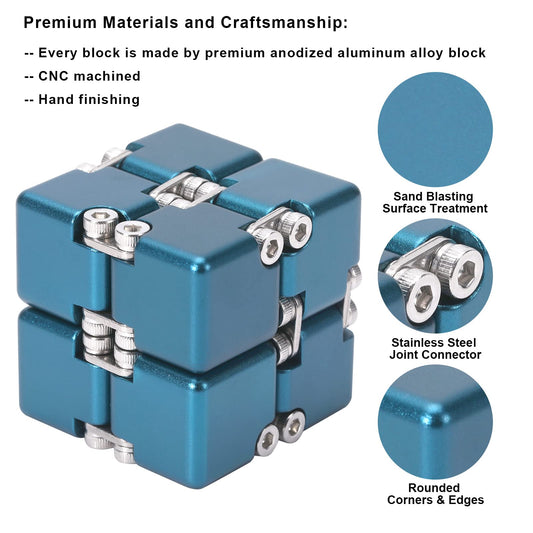 Lifidea Infinity Cube blue side view enables discreet fidgeting.