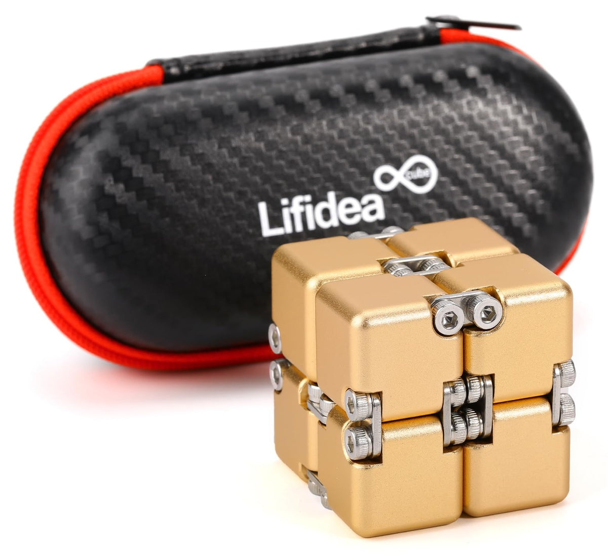 Lifidea Infinity Cube Gold close-up showing tactile surface for focus and stress relief.