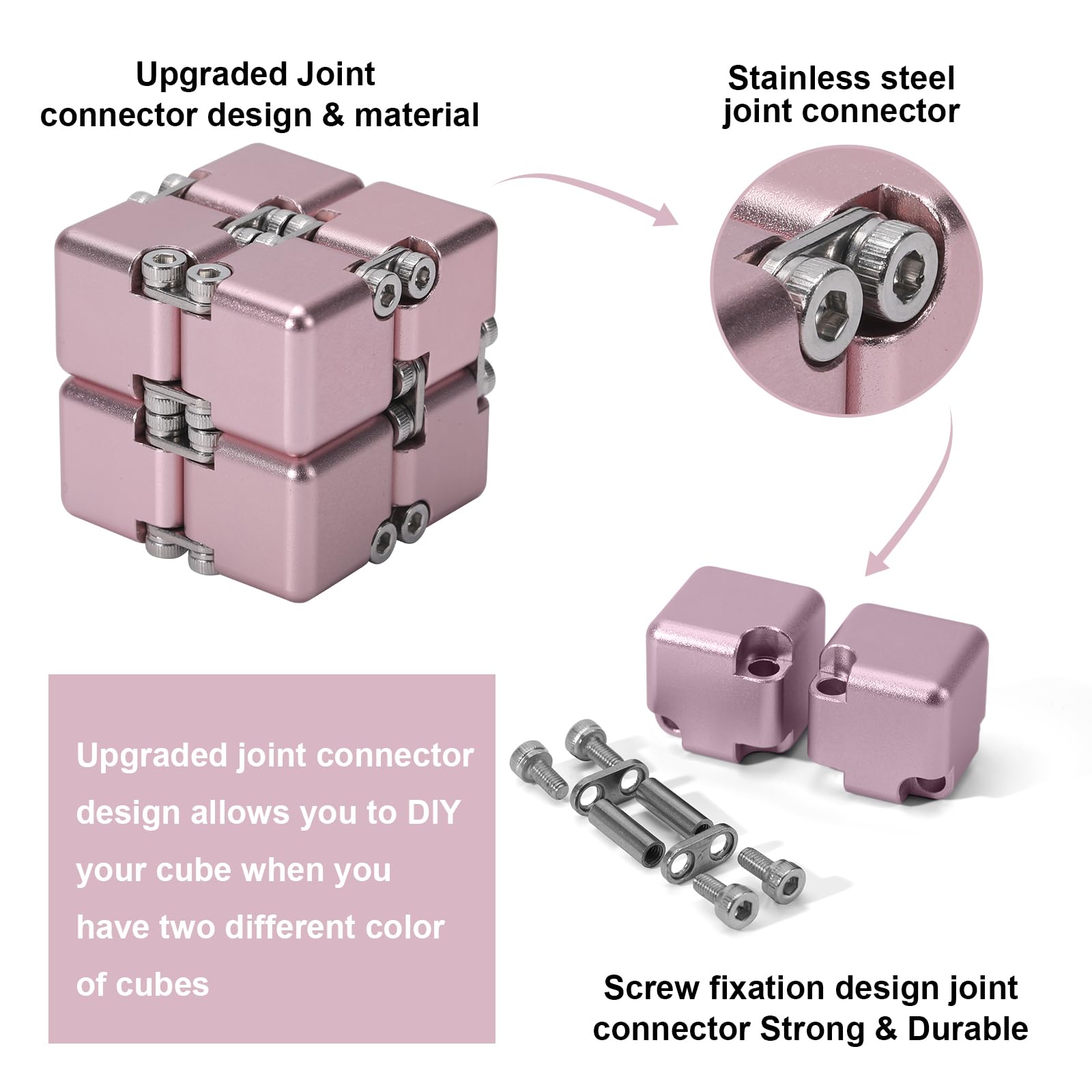 Lifidea Infinity Cube Pink handheld use for portable stress relief