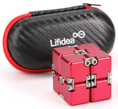 Lifidea Infinity Cube red main view with durable aluminum design and portable stress-relief feel