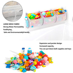 Ligereza Bathtub Toy Holder hanging installation above tub for easy reach