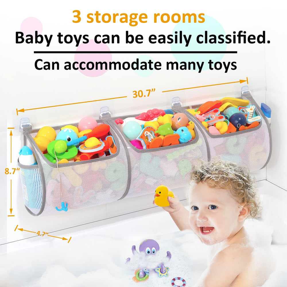 Ligereza Bathtub Toy Holder mesh quick-dry closeup highlighting breathable fabric