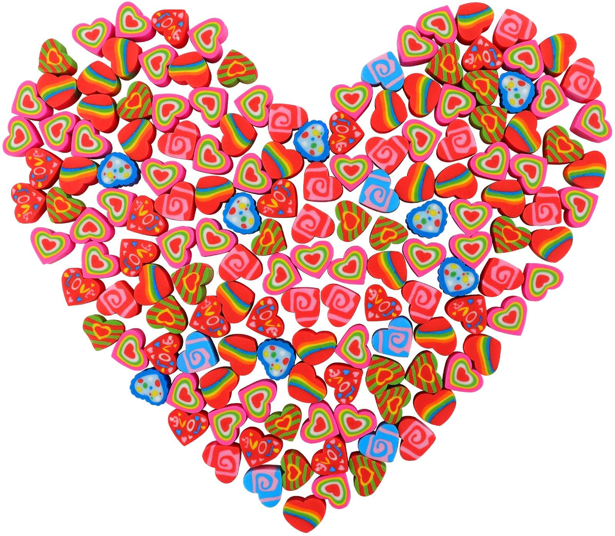 LIGHOON Valentine erasers with dots pattern for playful school use.